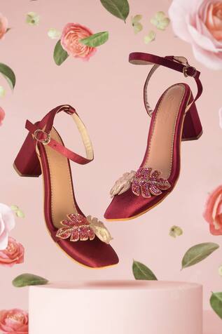 Sole House Leaf Embroidered Block Heels