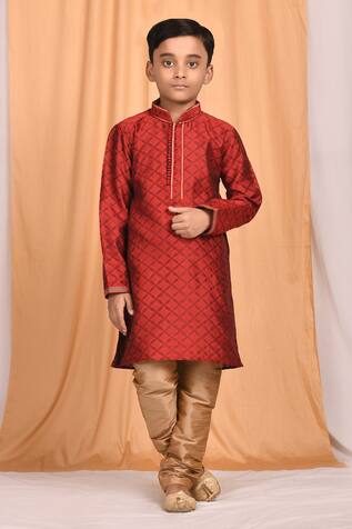 Aryavir Malhotra Floral Woven Kurta & Churidar Set
