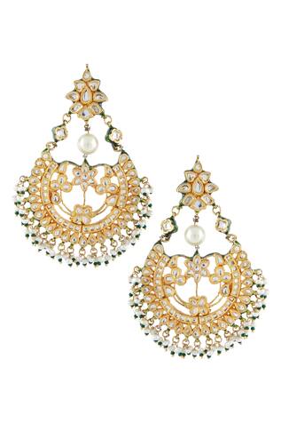 Vivinia Designer Jewellery Kundan Bead Drop Chandbalis