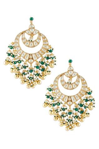 Vivinia Designer Jewellery Kundan Bead Drop Chandbalis