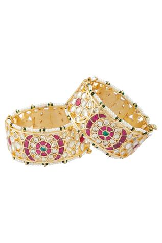 Vivinia Designer Jewellery Polki Kundan Bangles (Set of 2)