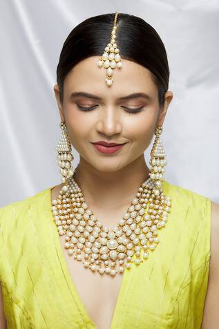 Nayaab by Aleezeh Multi Strand Pearl Necklace Set