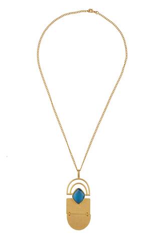 Arnimaa Topaz Glass Stone Drop Pendant Necklace
