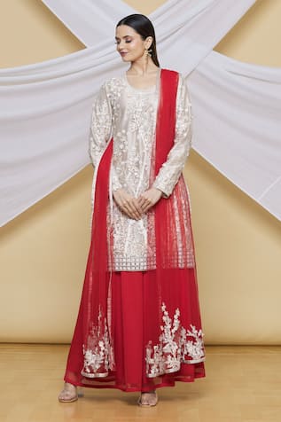 Neeta Lulla Floral Embroidered Kurta Palazzo Set