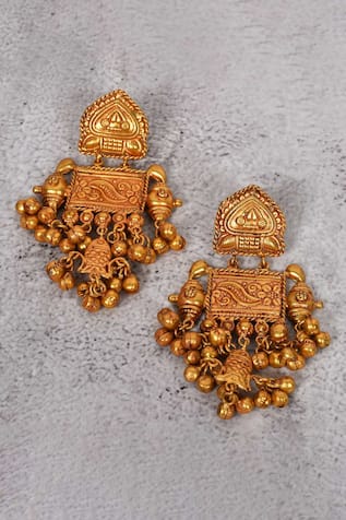 The Bling Girll Carved Ghungroo Earrings