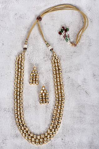 Zevar by Geeta Triple Layered Kundan Necklace Set