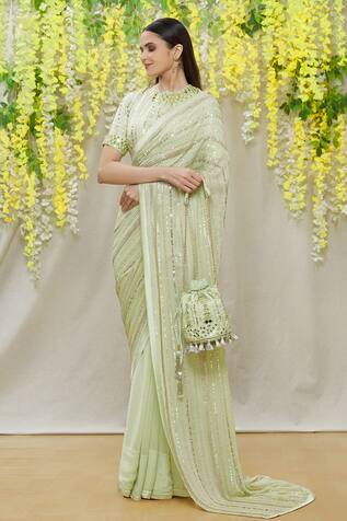 Yoshita Couture Nauna Linear Embroidered Saree Set