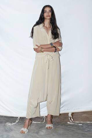 Anamika Khanna Silk Knotted Shirt & Pant Set