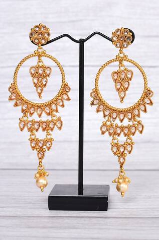 Khwaab by Sanjana Lakhani Studded Long Hoop Earrings