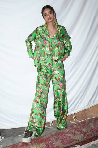 Anamika Khanna Silk Printed Shirt & Pant Set