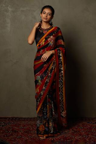RI.Ritu Kumar Floral Embroidered Saree With Blouse
