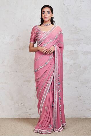 Sue Mue Embroidered Saree With Blouse