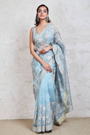 Sue Mue Embroidered Saree With Blouse