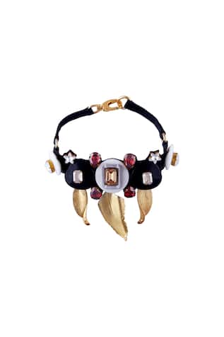 Shivan & Narresh - Accessories Multi-colored leather crystal akaibara choker necklace