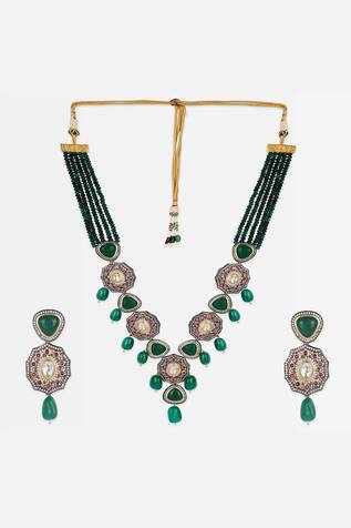 Lotus Sutra Vintage Floral Pendant Necklace Set