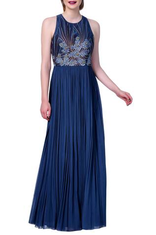 Vedangi Agarwal Embroidered long dress with flared pleated style