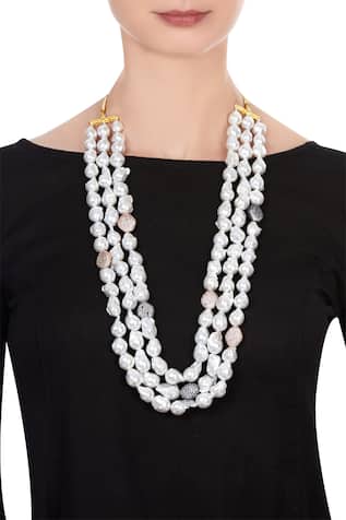 Moh-Maya by Disha Khatri Baroque pearl statement long necklace