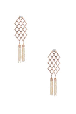 Outhouse Tassel earrings encrusted with pearls