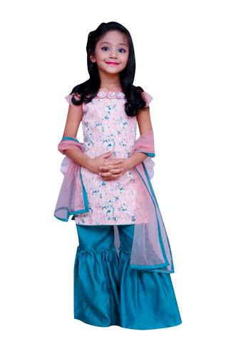 Kirti Agarwal - Pret N Couture High slit embroidered kurta with sharara pants and dupatta