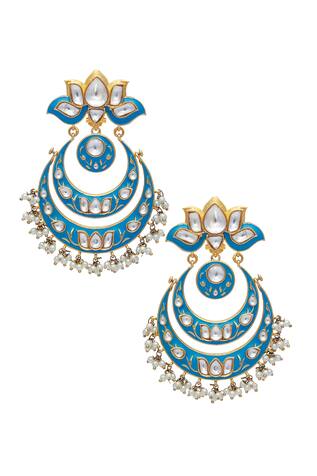 Hema Khasturi Blue embellished chaandbali earrings