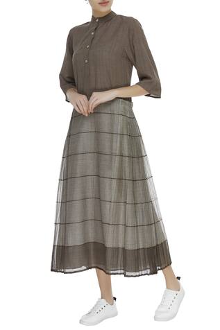Urvashi Kaur Cotton & kota silk striped tunic