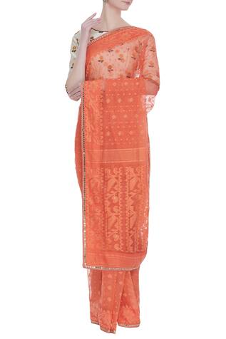 Pranay Baidya Saree with floral embroidered blouse