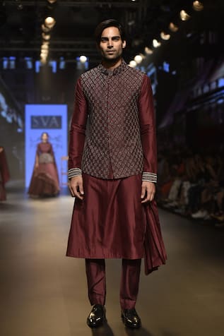 SVA by Sonam & Paras Modi One side drape kurta with pants