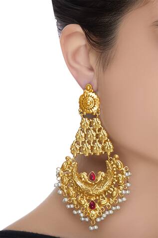 Gewels by Mona Embellished chaandbali dangler earrings
