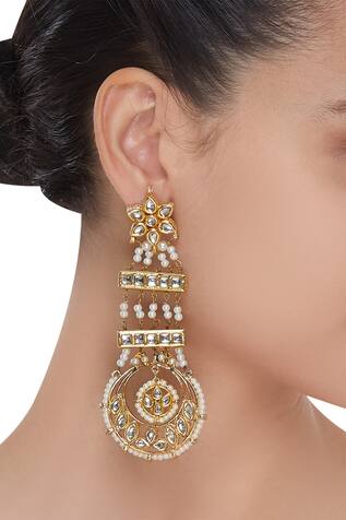 Just Shradha's Pearl & kundan earrings