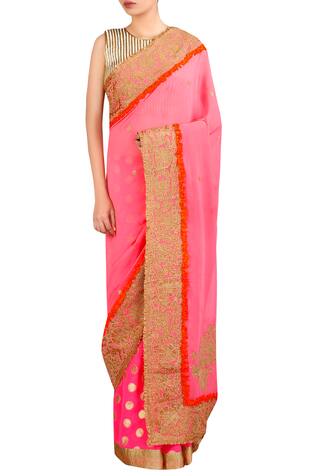 Latha Puttanna Woven saree with applique embroidery and blouse