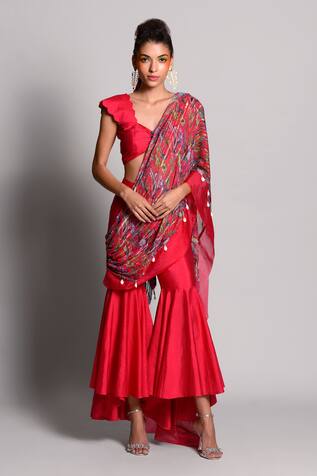 Rishi & Vibhuti Pre-Draped Pant Saree with Blouse