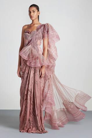 Amit Aggarwal Embellished Draped Saree Gown