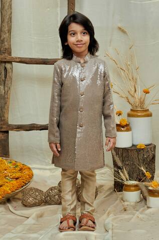 All Boy Couture Sequin Work Achkan & Pajama Set