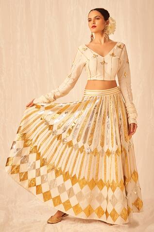 Gulabo by Abu Sandeep Gota Embroidered Flared Skirt