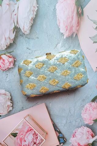 A Clutch Story Sequins Hand Embroidered Clutch