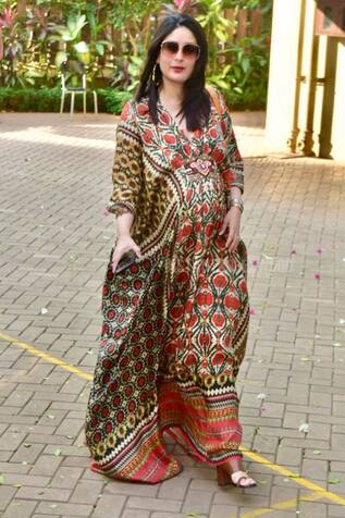 Rajdeep Ranawat Silk Printed Kaftan Dress