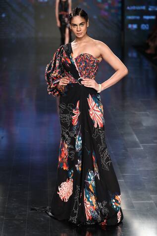 Reynu Taandon One Shoulder Draped Gown