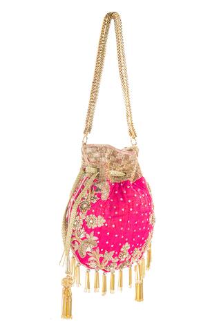 Aloha by P&S Floral Embroidered Tassel Potli Bag