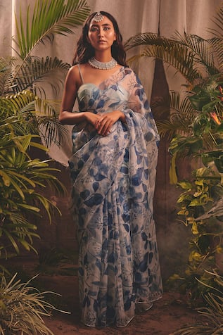 House of Hiya The Impassioned Floral Print Saree