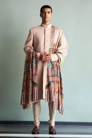 Qbik Silk Embroidered Sherwani Set