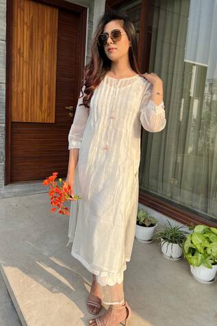 Anushka Repswal - Sewing Love Chanderi Pleated Kurta & Pant Set
