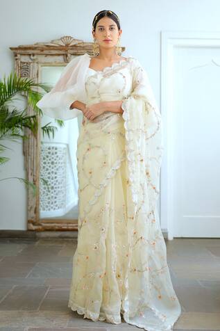 Aarti Sethia Studio Gota Embroidered Saree With Blouse