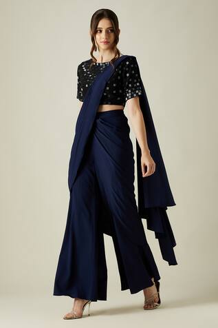 Aakaar Palazzo Saree With Embellished Blouse