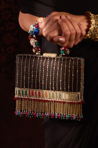 Tarun Tahiliani - Accessories Meenakari Tassel Handle Bag