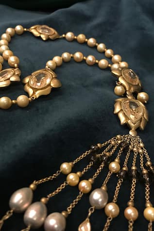 Tarun Tahiliani - Accessories Stone Tassel Long Necklace