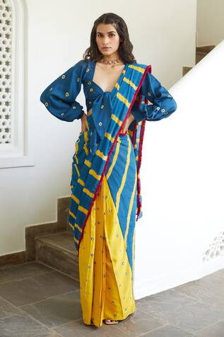Aapro Mimosa Pre-Draped Saree With Blouse