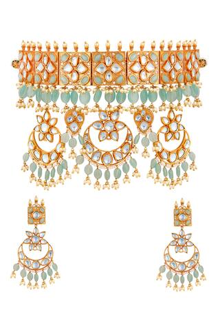 Anayah Jewellery Ayla Kundan Pendant Drop Choker Set