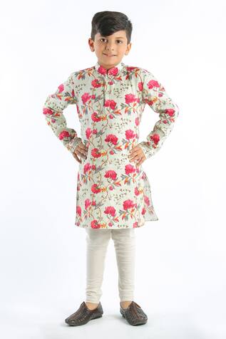 Rohit Bal Linen Floral Print Kurta Set