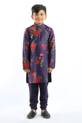 Rohit Bal Linen Floral Print Kurta Set
