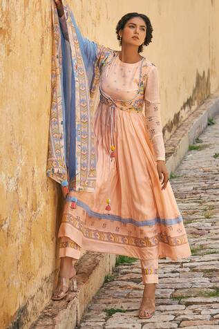 Baise Gaba Mann Mohini Modal Silk Koti & Anarkali Set